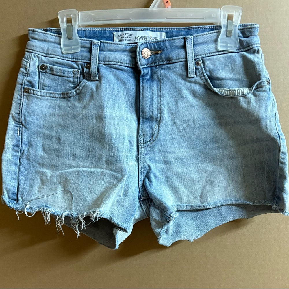 Levi's Blue Jean Shorts Distressed High-Waisted Sz 8-W29
